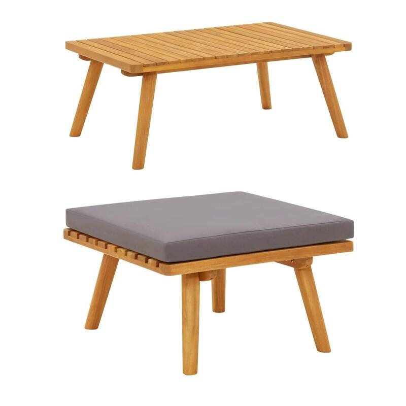 Roma 6pc Modular Outdoor Sofa and Table Set, Solid Wood, White, Gray