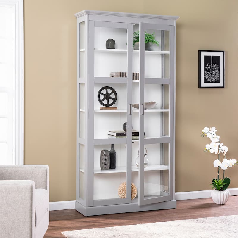 SEI Furniture Barhugh Transitional Gray Wood Curio Cabinet