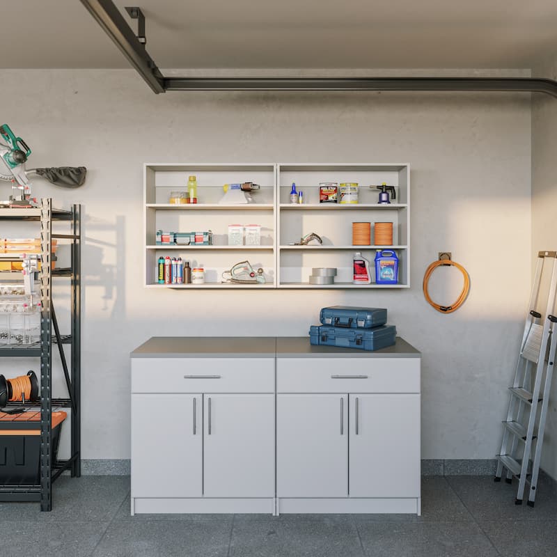 Prepac Elite 32"W Upper Cabinet, White Pantry Kitchen Storage Cabinet, Laundry Room Cabinet with 2 Adjustable Shelves