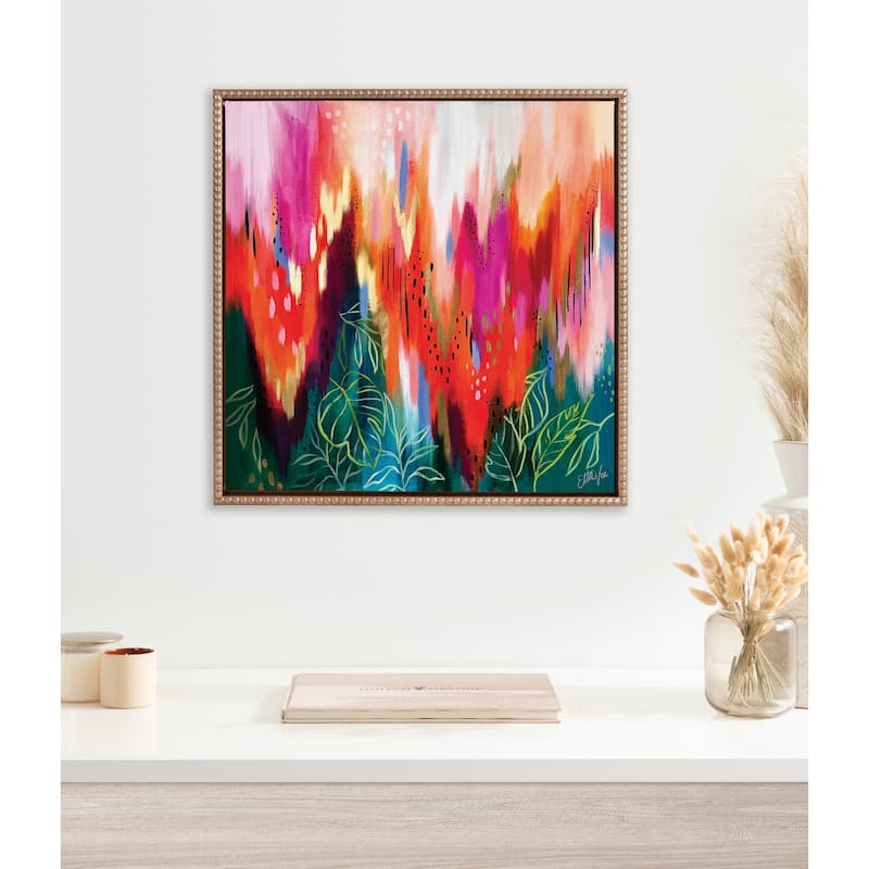 Kate and Laurel Sylvie Beaded EV Brushstroke 171 Framed Canvas by EttaVee