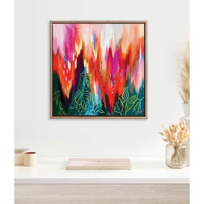 Kate and Laurel Sylvie Beaded EV Brushstroke 171 Framed Canvas by EttaVee