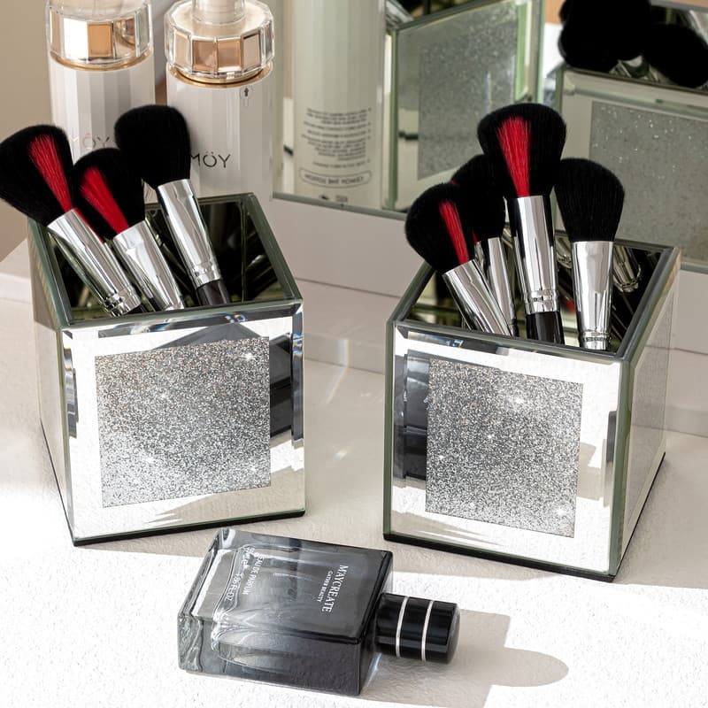 Square Mirrored Glass Table Vase (Set of 6)