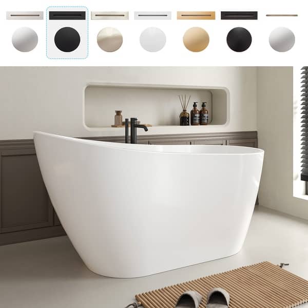 Vanity Art 55" X 28" White Acrylic Freestanding Bathtub