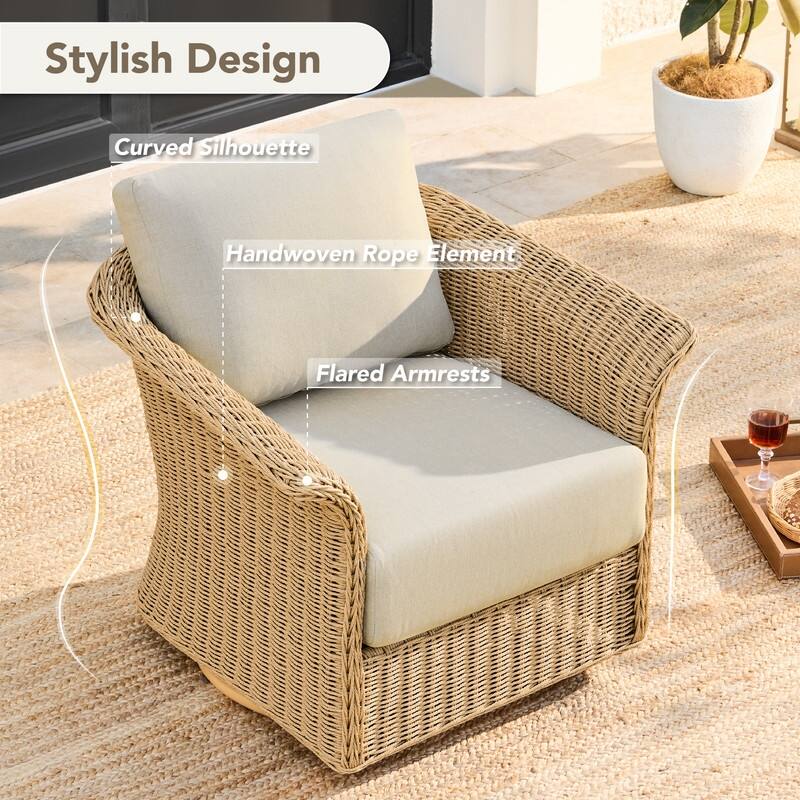 Spruce & Spring Patio Fruniture Outdoor Swivel Chair and Side Table