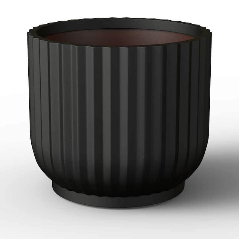 Enhanced Interior Round Concrete Plant Pot Flower Planter - 11 x 10 in - Charcoal Black(Enhanced Interior)