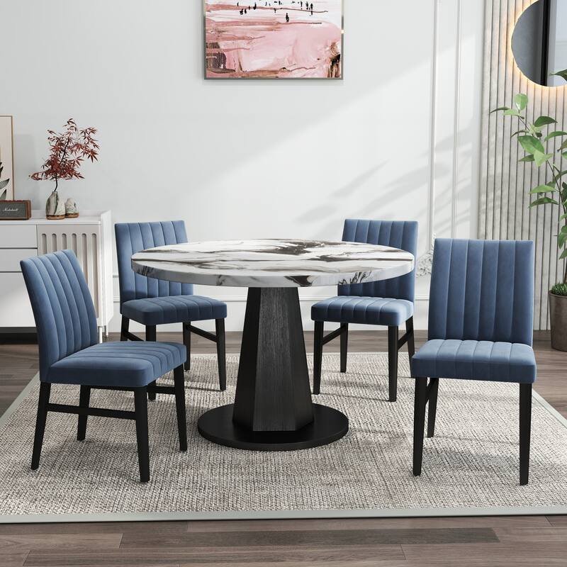 Roundhill Furniture Cavira 5-Piece Round Modern Dining Set