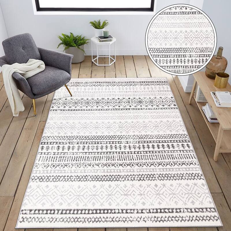 World Rug Gallery Distressed Boho Geometric Modern Area Rug