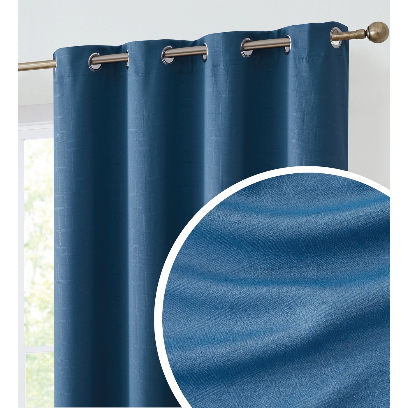 HLC.me Cooper Geometric Soft Thermal Insulated Energy Efficient Room Darkening Blackout Grommet Curtain Panels - Set of 2