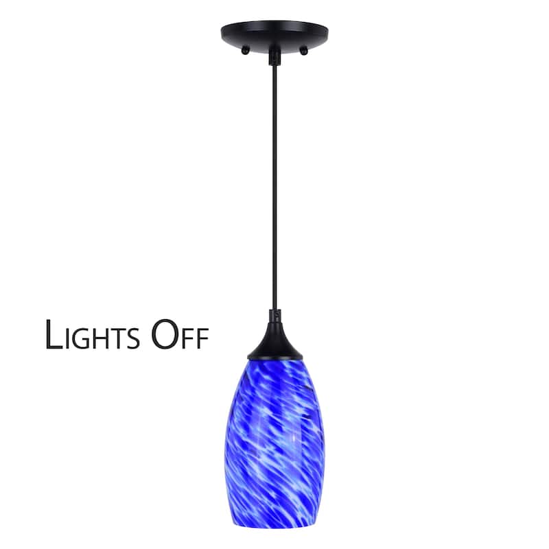 Milano Mini Pendant Ceiling Light with Blue Swirl Art Glass
