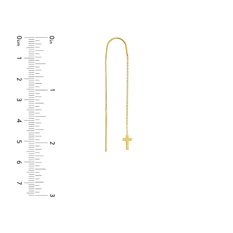 Curata 14k Yellow Gold High Polish Cross Threader Earrings