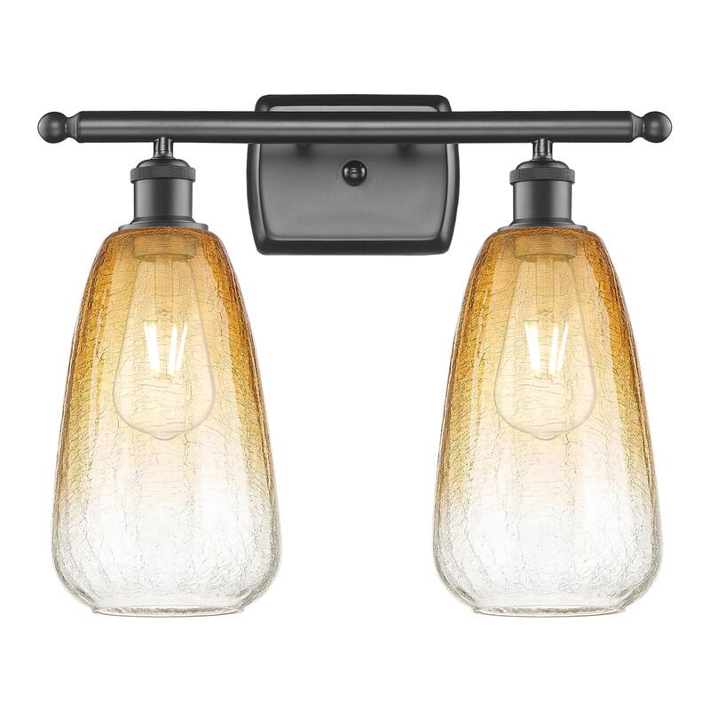 Innovations Lighting 516-2W-14-16 Brookhaven Almond Vanity Brookhaven - Oil Rubbed Bronze / Amber
