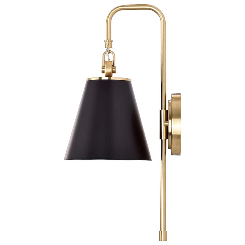 Dover 1 Light Wall Sconce Black with Vintage Brass