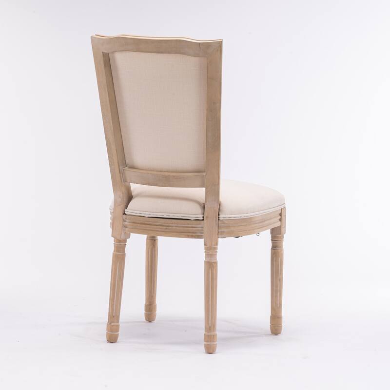 French Linen Solid Wood 2 Piece Kitchen Dining Chair with Cushion, Square Back for Dining Room Kitchen Living Room Bedroom