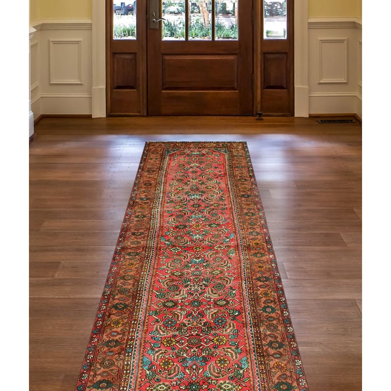 Noori Rug Fine Vintage Distressed Dorsey Red/Brown Runner - 3'5" x 10'0"