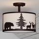 preview thumbnail 1 of 9, Acadia 13-in W Bronze Rustic Semi Flush Mount Ceiling Light White Linen Deer Tree - 13-in W x 11.25-in H x 13-in D Bronze - 13-in W x 11.25-in H x 13-in D
