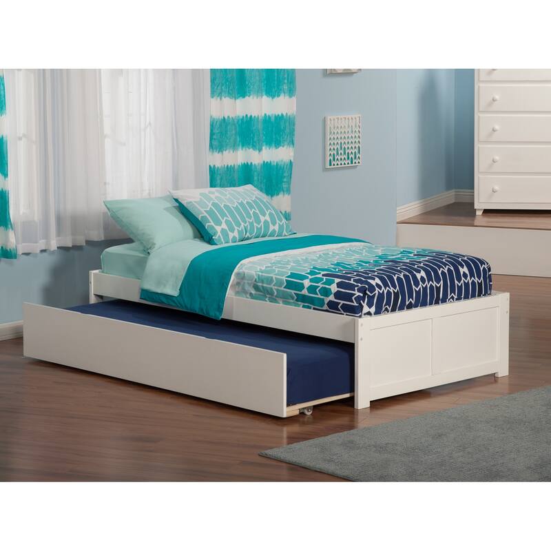 Concord Platform Bed with Footboard and Twin Trundle Bed