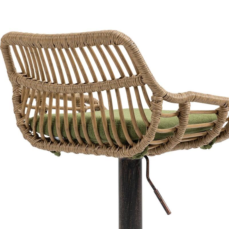 Modern Swivel Bar Stools Set of 2 Adjustable Counter Height Chairs with Footrest for Kitchen, Dining Room