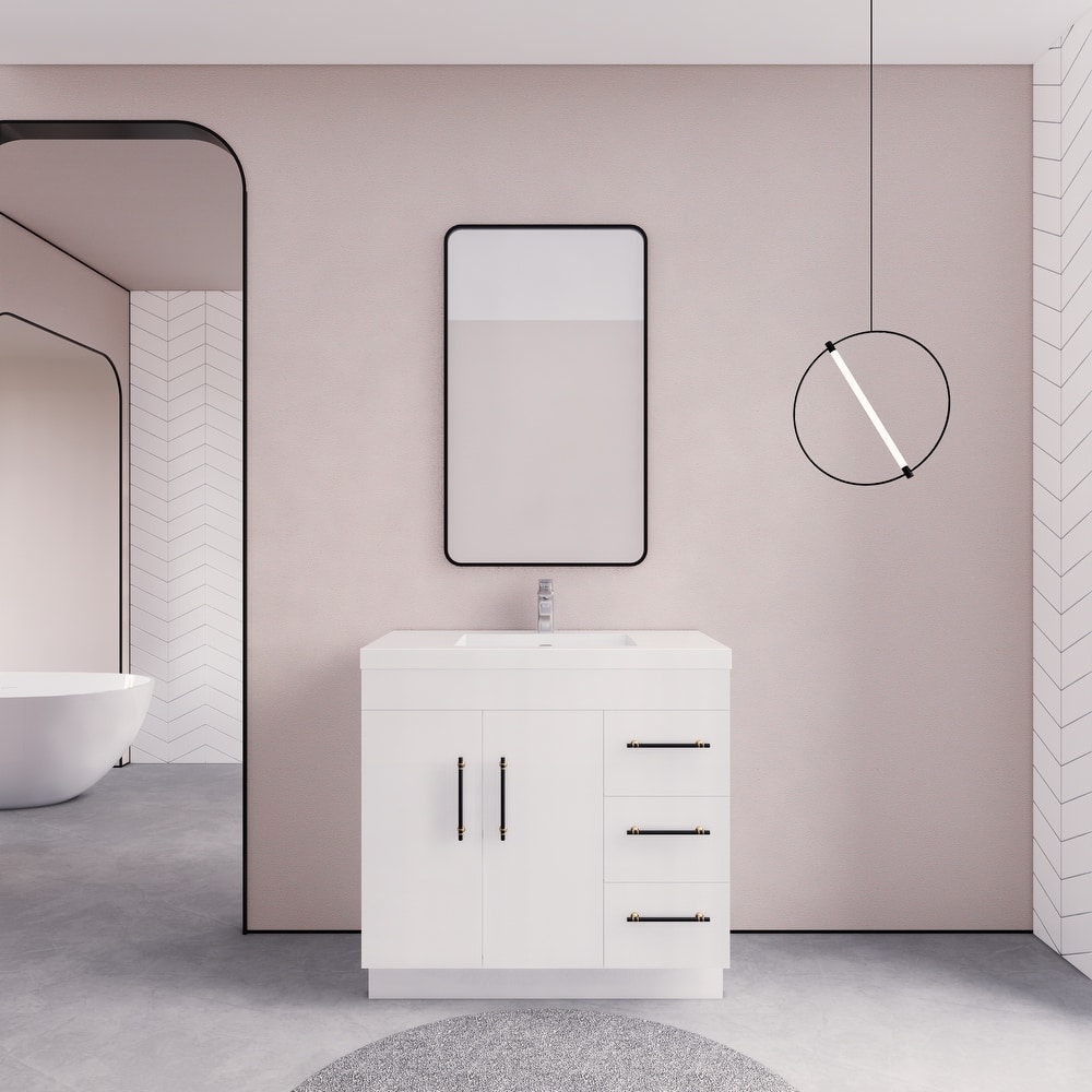 Eliza 36 Freestanding Vanity (Right Drawers) with Single Sink