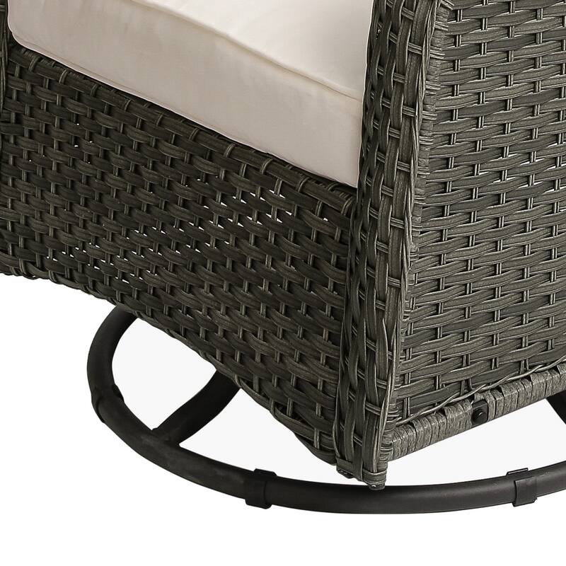 Outdoor Patio Woven Rattan Swivel Rocking Chair with Cushions