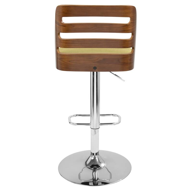Mid-Century Modern Adjustable Barstool with Swivel in Walnut and Green by LumiSource