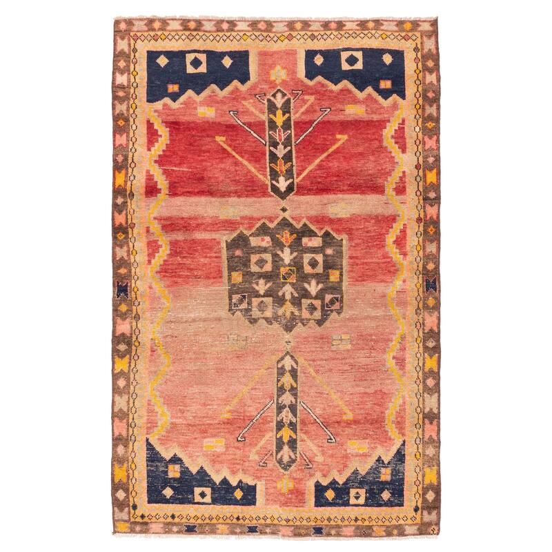 ECARPETGALLERY Hand-knotted Melis Vintage Red Wool Rug - 4'4 x 6'11