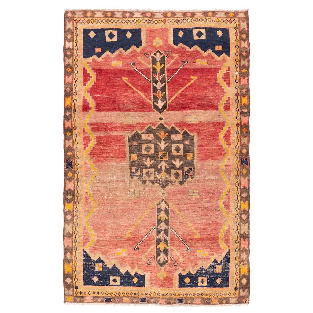 ECARPETGALLERY Hand-knotted Melis Vintage Red Wool Rug - 4'4 x 6'11