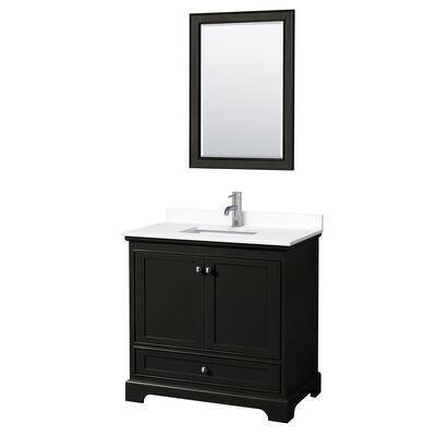 Deborah 36-inch Single Vanity, Cultured Marble Top, 24-inch Mirror