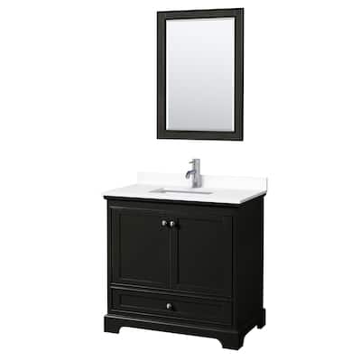 Deborah 36-inch Single Vanity, Cultured Marble Top, 24-inch Mirror
