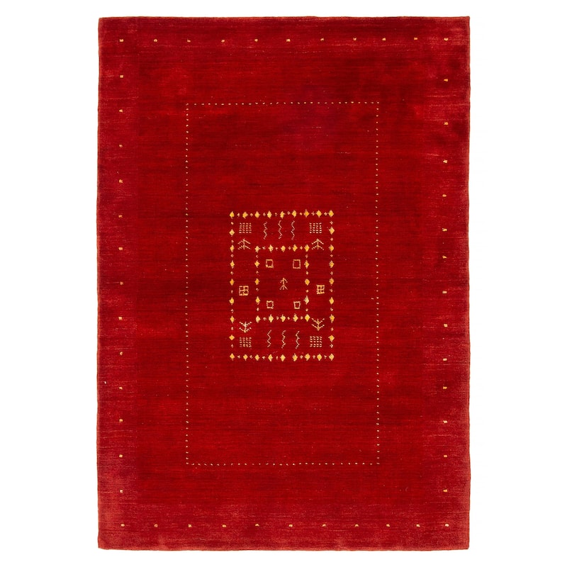 Kashkuli Gabbeh Red Rug 4'6" x 6'6" - 4'6 x 6'6 - Red - 4'6 x 6'6