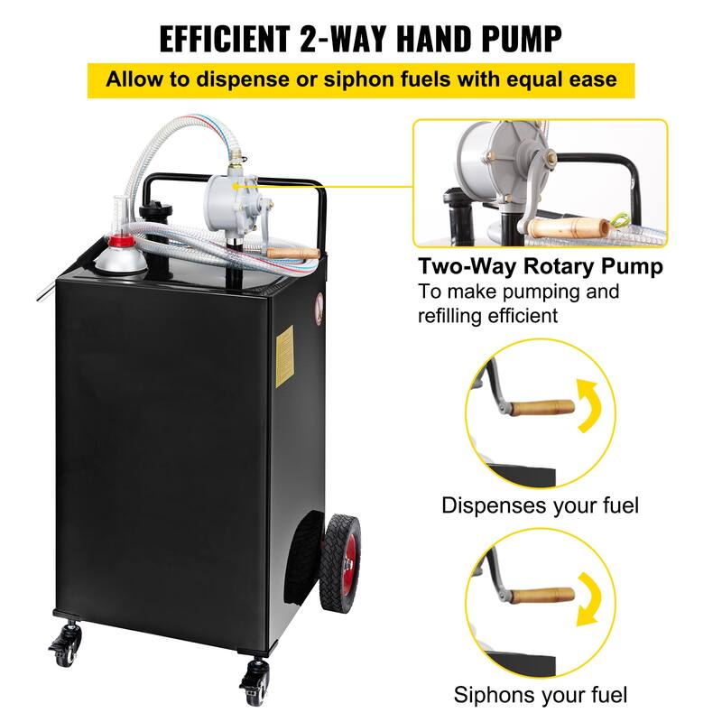 30 Gallon Fuel Caddy, Gas Storage Tank & 4 Wheels, with Manuel Transfer Pump, Gasoline Diesel Fuel Container - 30 Gallon