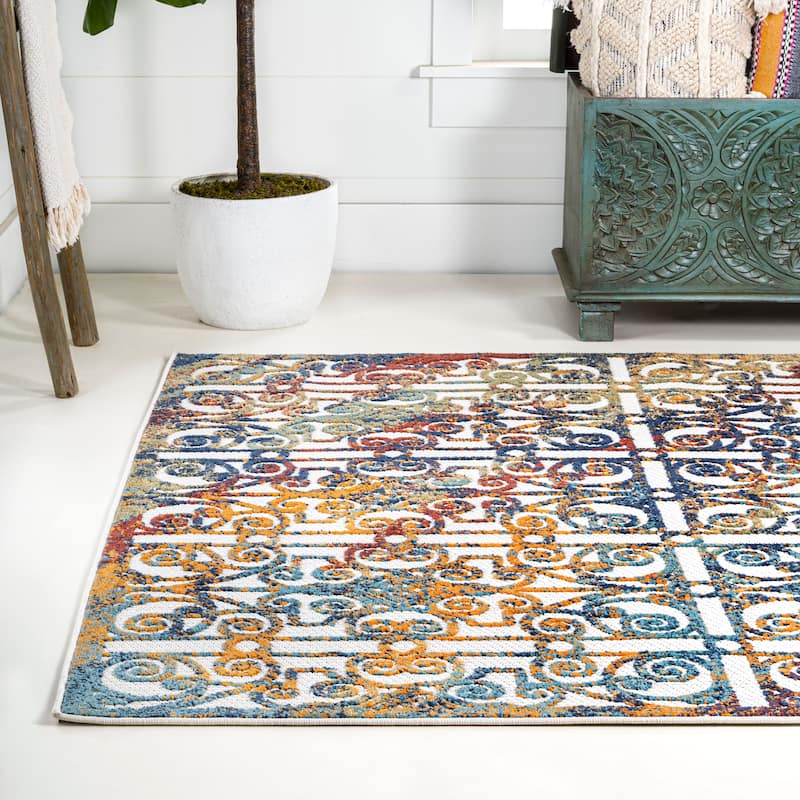 JONATHAN Y Tropics Ornate Trellis Indoor/Outdoor Area Rug