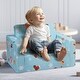 preview thumbnail 8 of 8, Sky Blue Foam Foldable Kids Sofa Bed with Printed Fabric and Zippers - 40.94” L x 22.83” W x 12.60” H