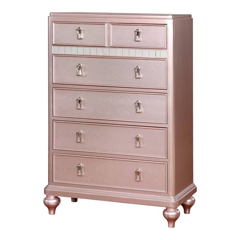 Furniture of America Gibson Contemporary Pink 2-Piece Faux Leather Tufted Headboard Panel Bed and Chest Set