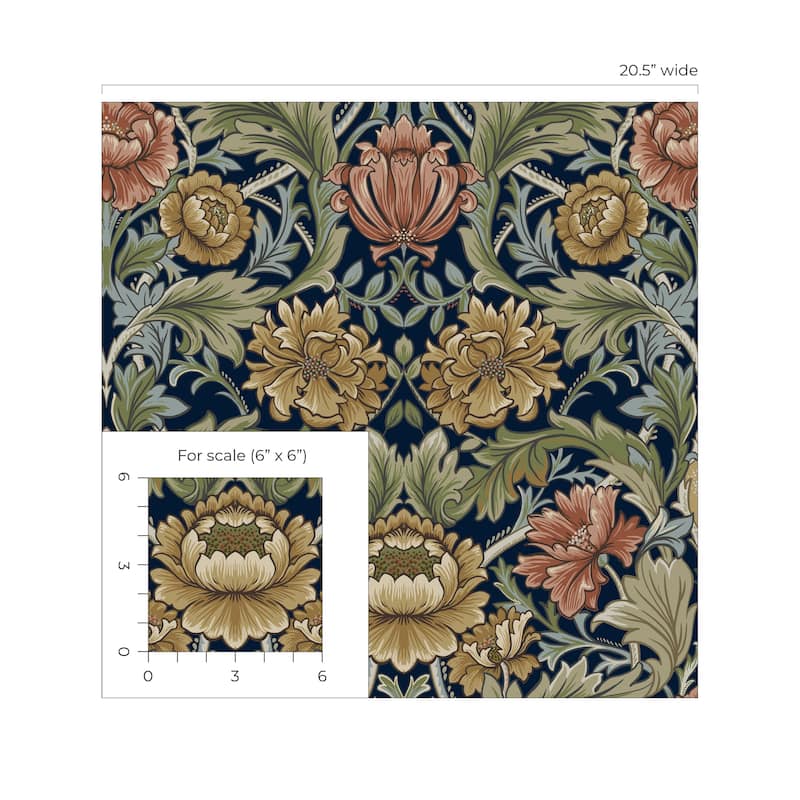 Harry & Grace Acanthus Floral Cameo Peel and Stick Wallpaper