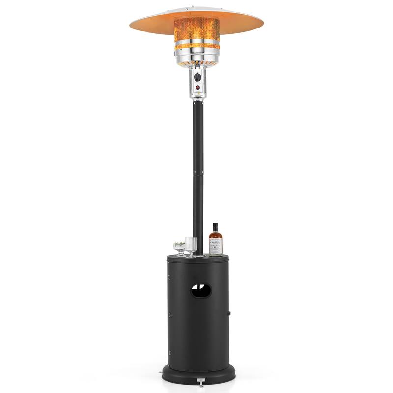50000 BTU Propane Patio Heater with Round Table Design Adjustable Temperature Control Knob - 32" x 87" - Black