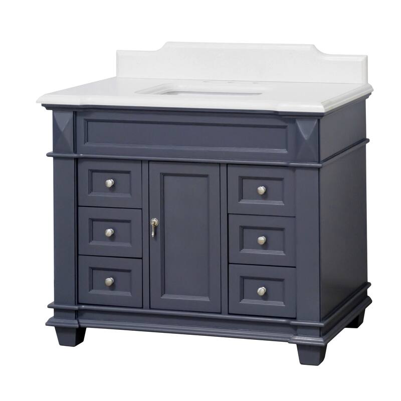 KitchenBathCollection Elizabeth 42" Bathroom Vanity with Quartz Top