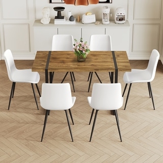 Wooden Indoor Modern Rectangular Dining Table Furniture Set - Bed Bath ...