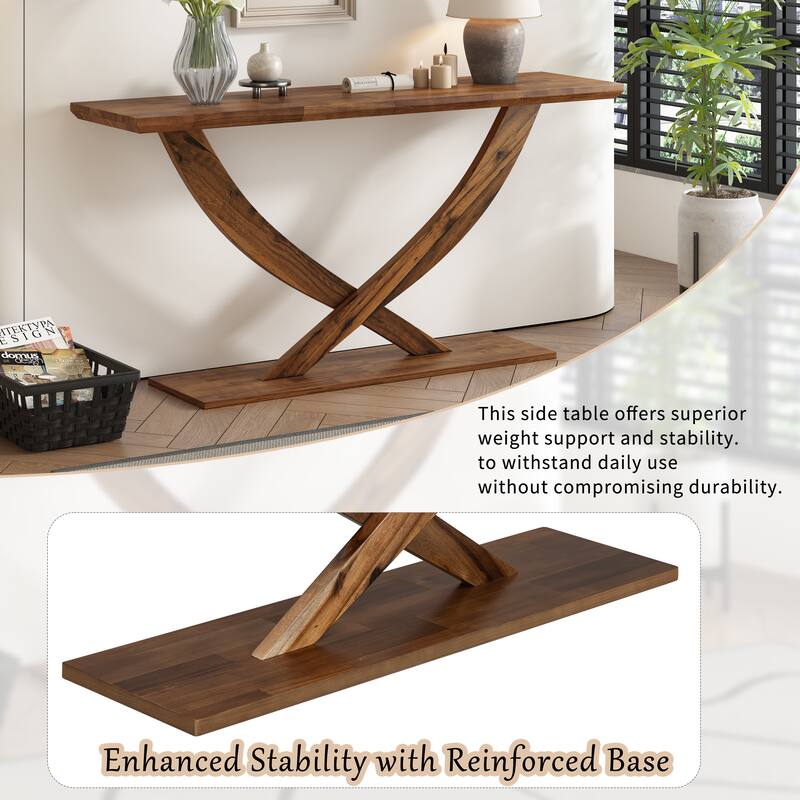 Mirod 57" Modern Rustic Console Table with Cross-Leg Design, Sturdy Construction and Ample Surface Space