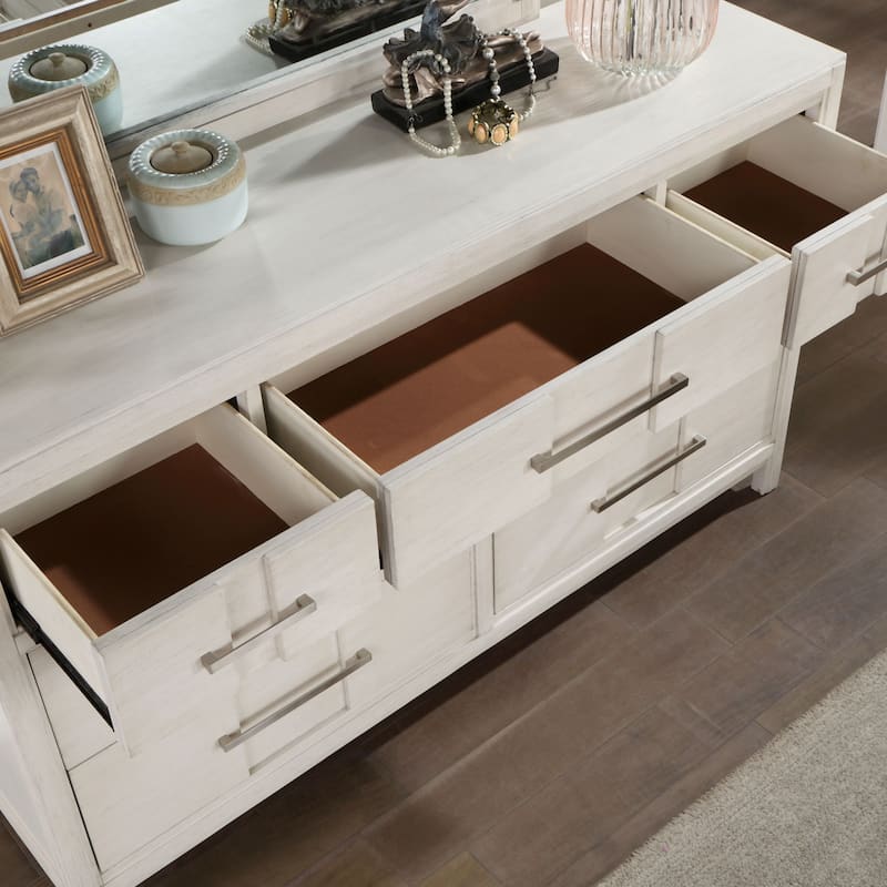 Tass Contemporary Wood 7-Drawer 2-piece Dresser and Mirror Set by Furniture of America