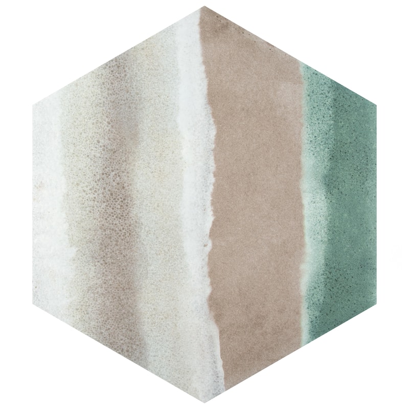 Merola Tile Matter Hex Canvas Taupe Green 7-7/8" x 9" Porcelain Floor and Wall Tile - Case (10 Tiles)