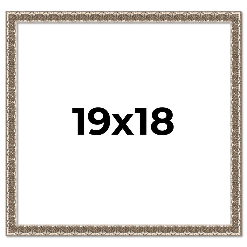 19x18 Frame Silver Versailles Ornate Solid Wood Picture Frame | 1 Inch