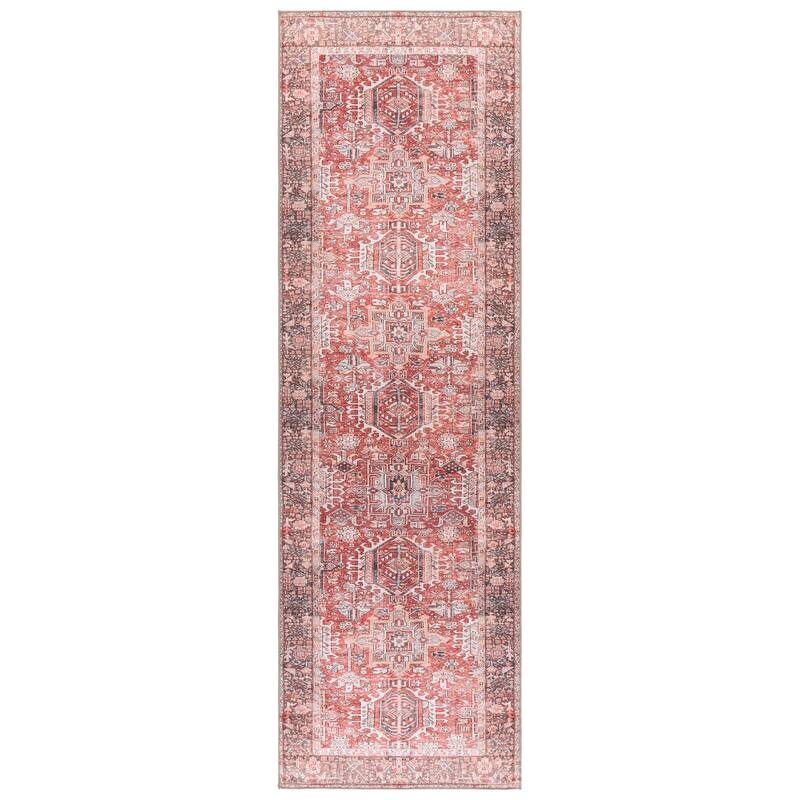 SAFAVIEH Vintage Heriz Raphaele Machine Washable Rug - Red/Grey - 2'6" x 8' Runner