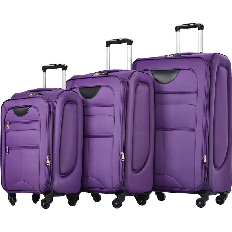 Softside Luggage Expandable 3 Piece Set Suitcase Upright Spinner Softshell Lightweight Luggage Travel Set