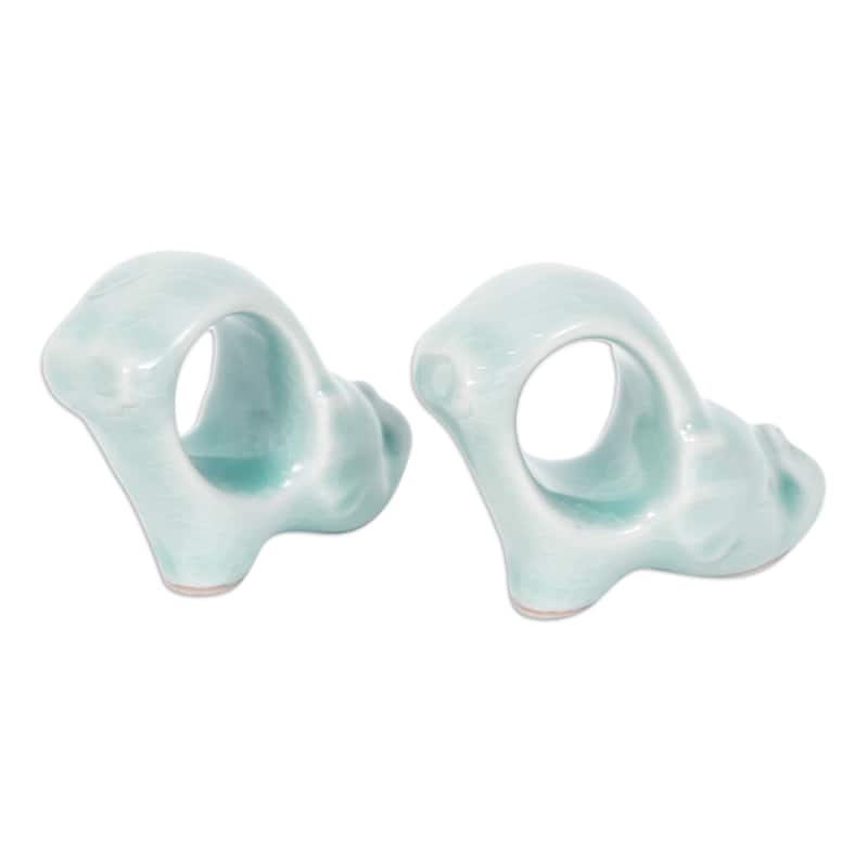 Novica Handmade Grand Blue Elegance Napkin Rings (Pair)