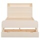 preview thumbnail 6 of 11, Full Cream Platform Bed with Side Storage Headboard & Drawers