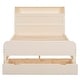 preview thumbnail 19 of 22, Full Size Platform Bed with Storage Headboard and Large Drawer, Wood Color