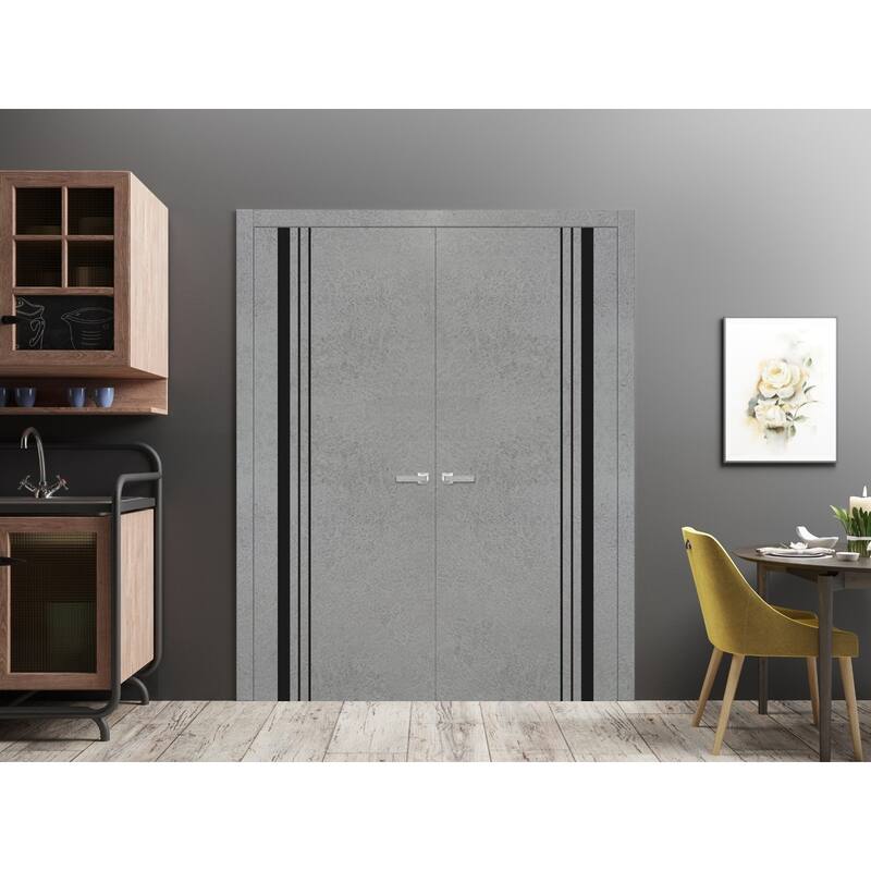 Slab Barn Door Panel 18 x 80 Planum 0011 Concrete with Sturdy Finished