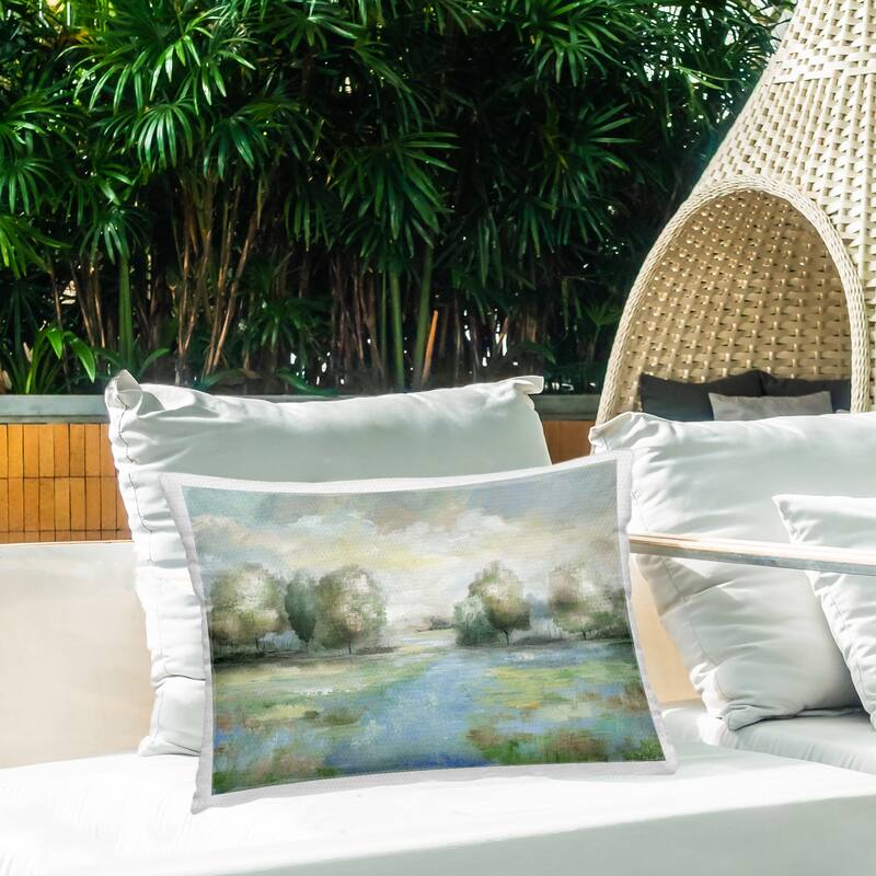 Stupell Abstract Rural Meadow Stream Printed Outdoor Throw Pillow Design by Nan