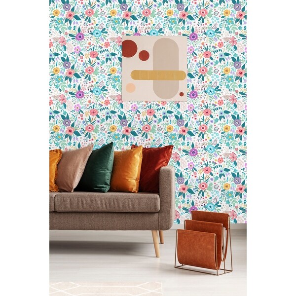 Vibrant Floral Pattern Peel and Stick Wallpaper - 25"W x 200"H