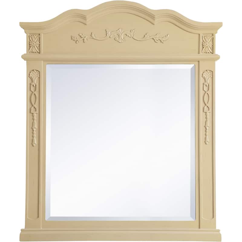 Elegant Lighting Lenora 38" x 32" Arched Beveled Wood Framed Accent - Light Antique Beige